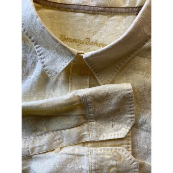 Men's Tommy Bahama Linen‎ Yellow Long Sleeve Button Down Shirt- Size 2XL